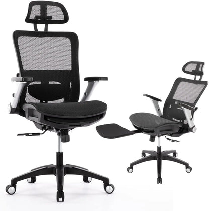 Colamy Ergonomic Mesh Office Chair with Footrest, High Back Computer Executive Desk Chair with Headrest and 4D Flip-Up