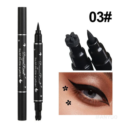 Black Seal Eyeliner Pen Double-Ended Star Stamp Long-Lasting Waterproof Eye Liner Pencil Winged Stamp Eyes Makeup Cosmetics