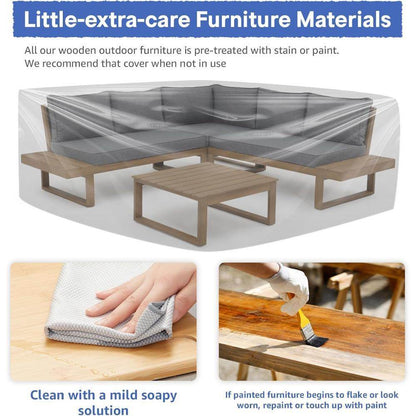 Acacia Wood L-Shaped Outdoor Sectional Sofa Set