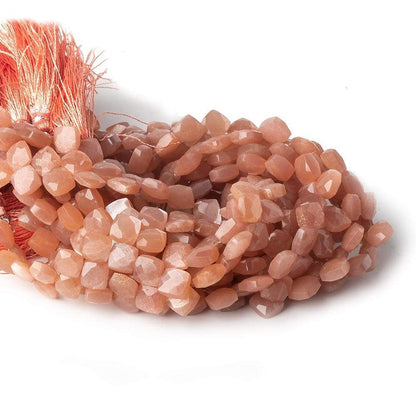 6x6-6.5x6.5mm Dark Angel Skin Peach Moonstone faceted pillow beads 7.5 inch 50 pieces A