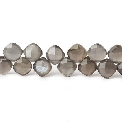 6-6.5mm Platinum Grey Moonstone faceted pillow beads 7.5 inch 50 pieces A