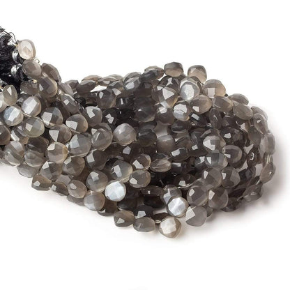 6-6.5mm Platinum Grey Moonstone faceted pillow beads 7.5 inch 50 pieces A