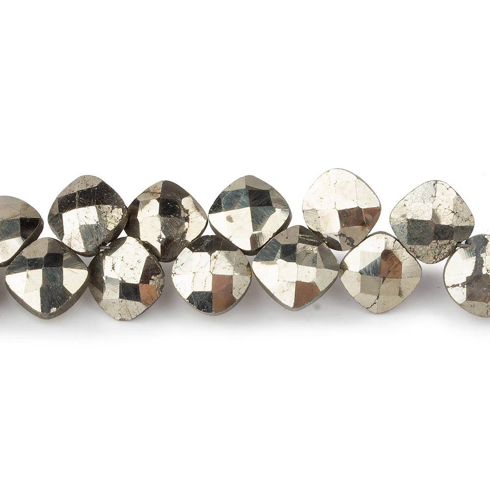 6x6mm Pyrite faceted pillow beads 7.5 inch 50 pieces A