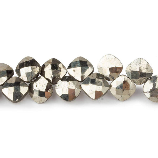 6x6mm Pyrite faceted pillow beads 7.5 inch 50 pieces A