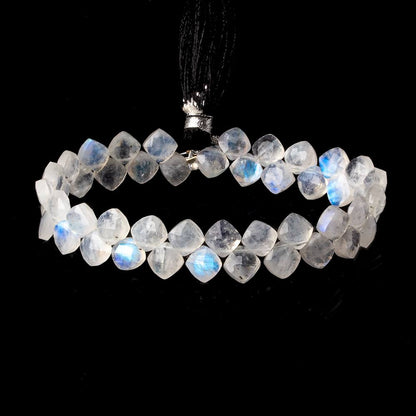 6x6mm Rainbow Moonstone Faceted Pillows 7 inch 47 beads A