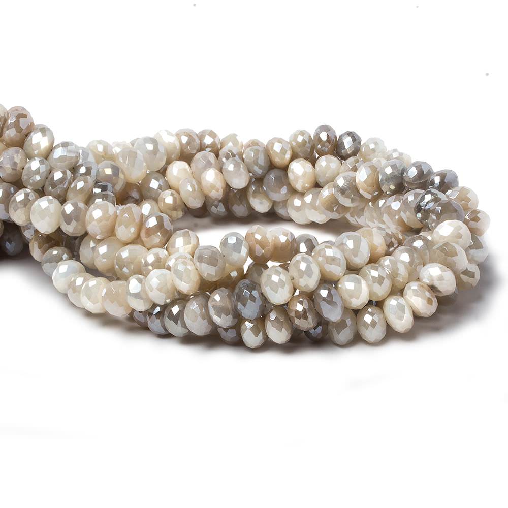 8-9.5mm Mystic Moonstone Faceted Rondelles 14 inch 53 beads