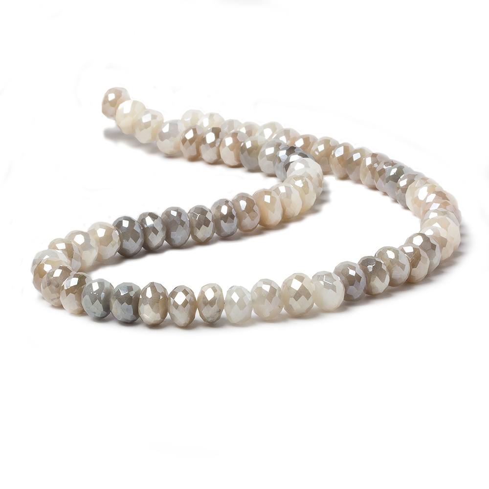8-9.5mm Mystic Moonstone Faceted Rondelles 14 inch 53 beads