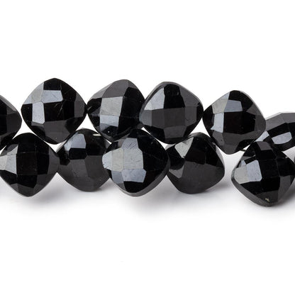 7-9mm Black Spinel Faceted Pillow Beads 16 inch 100 pieces AA