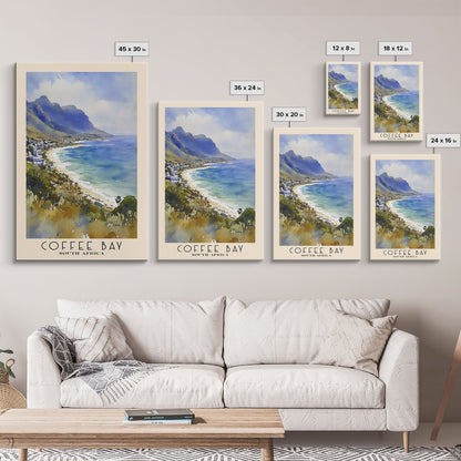 Coffee Bay, South Africa Watercolor Print, Vacation Gift, South Africa Wall Art, Beach Painting, Beach Decor, Large Wall Art, Wood Frame Art