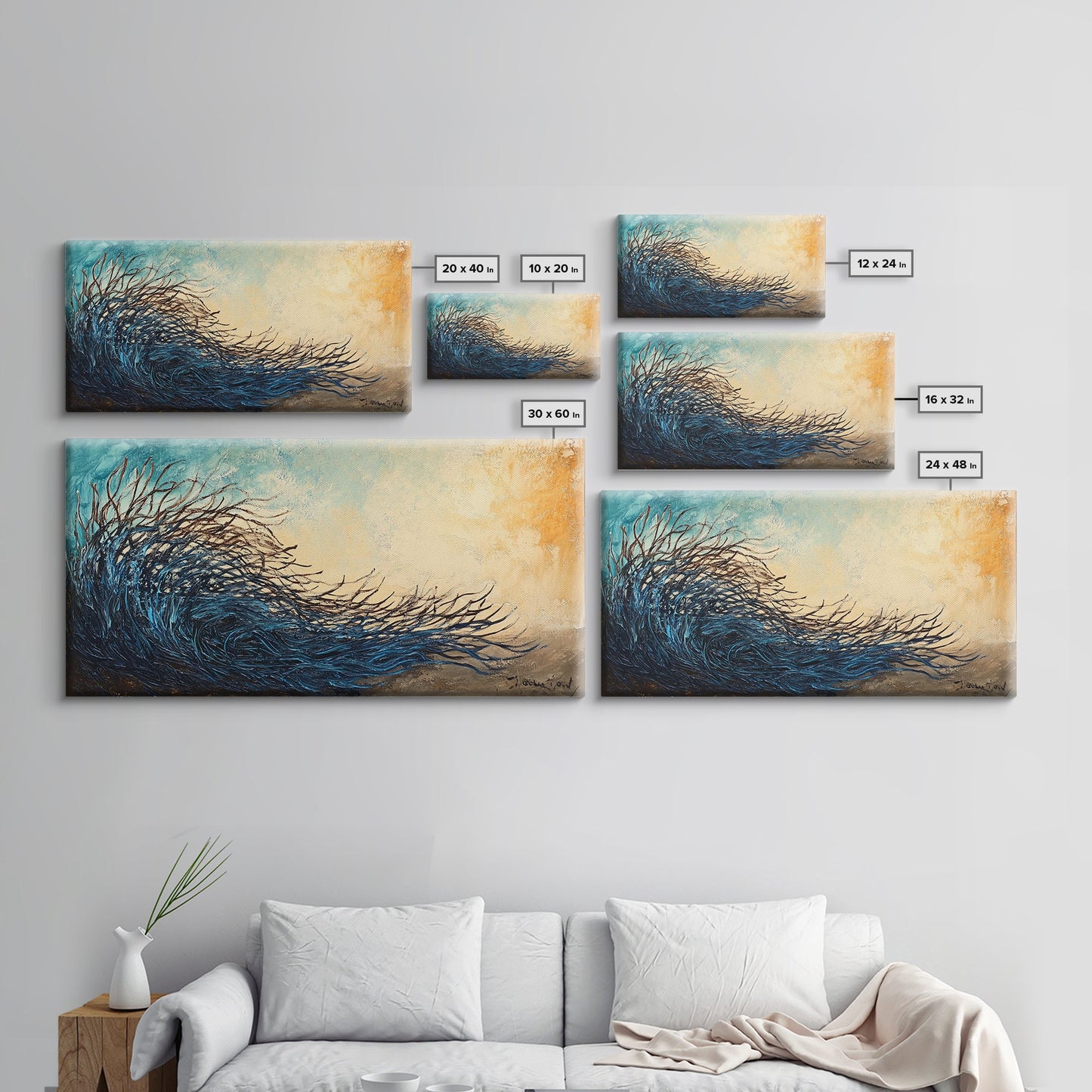 Abstract Wind, Canvas Print, wabi sabi art, moody art, extra wide painting, contemporary abstract, panoramic wall art