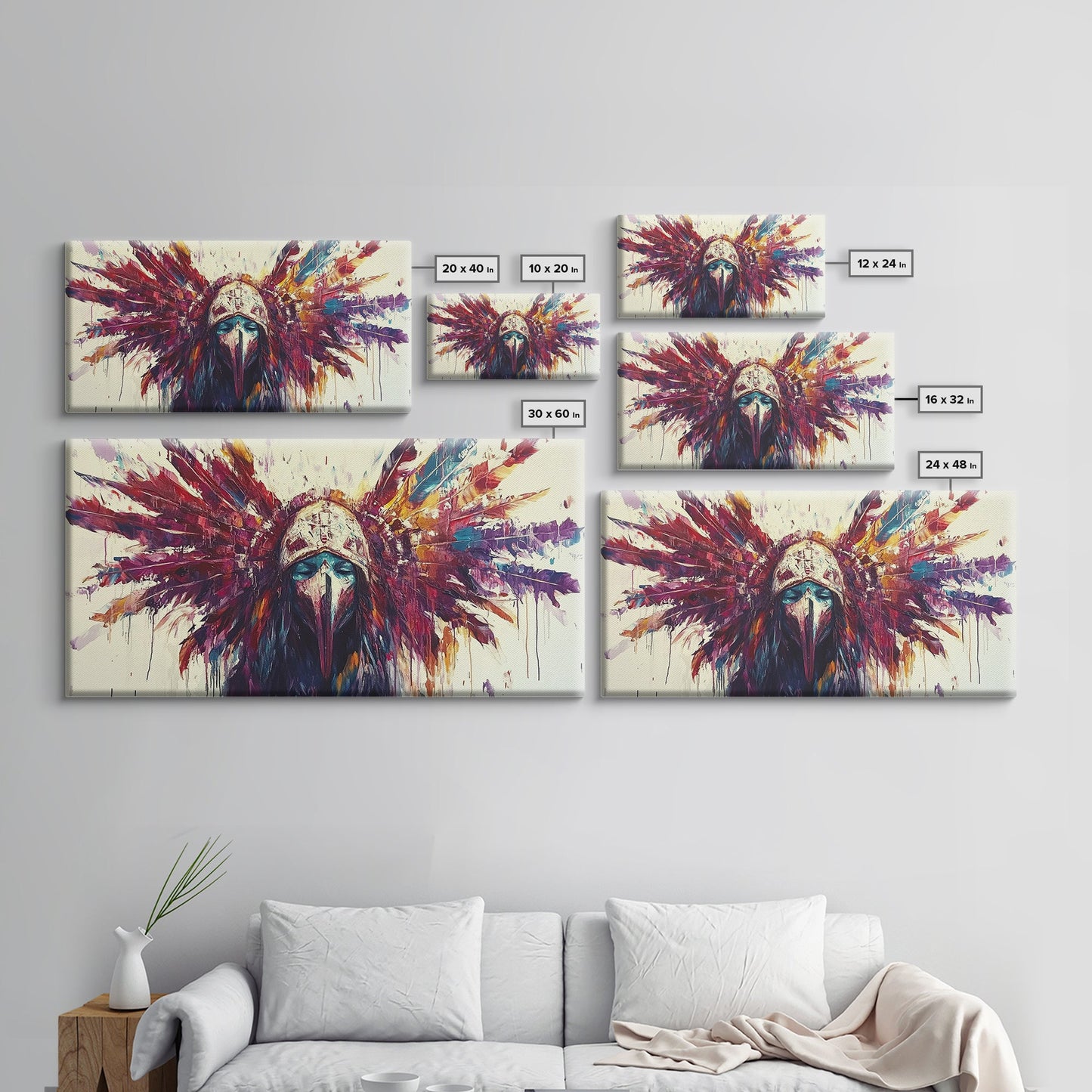 Tribal Warrior, Framed Canvas Print, dark angels wall art, moody art, abstract portrait, afrocentric wall art, gothic painting