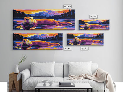 Otter Painting, Wildlife Wall Art, Nature Print, Framed Canvas Print, Rustic Home Decor, Colorful Animal Art, Boho Art, Fall Vibes