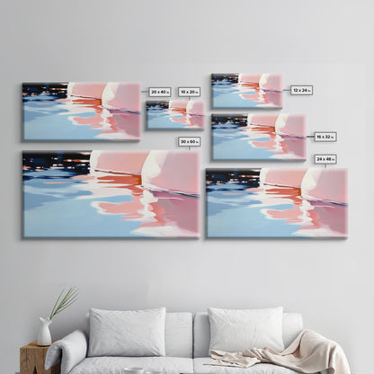 Water Reflection, Abstract Lake Art, Soft Pastel Painting, Minimalist Modern Aesthetic, Dreamy Nature Scene, Framed Canvas Print