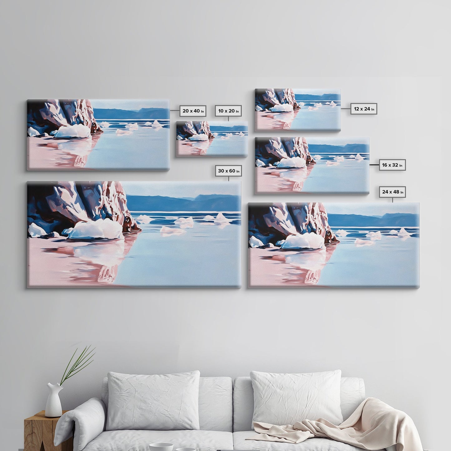 Reflections, Winter Seascape, Arctic Art, Canvas Print, Coastal Wall Decor, Living Room Art, Minimalist Landscape, Nature Painting