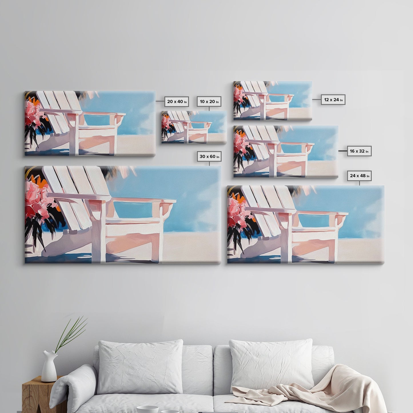 Beach Chair, Summer Relaxation, Coastal Outdoor Art, Vacation Aesthetic, Tropical Home Decor, Minimalist Pastel, Canvas Print, Patio