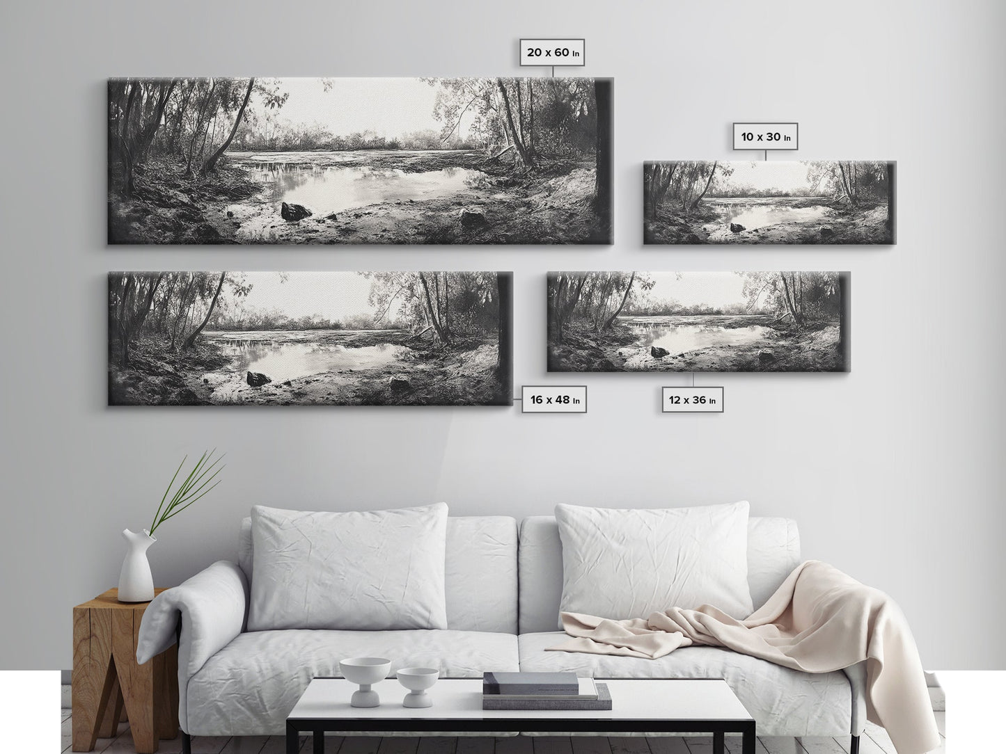 Swamp Scene, Wetlands Wall Art, Nature Reflection Print, Framed Canvas Print, Rustic Living Room Art, Earthy Tones, Woodland Decor