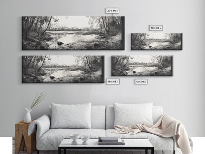 Swamp Scene, Wetlands Wall Art, Nature Reflection Print, Framed Canvas Print, Rustic Living Room Art, Earthy Tones, Woodland Decor