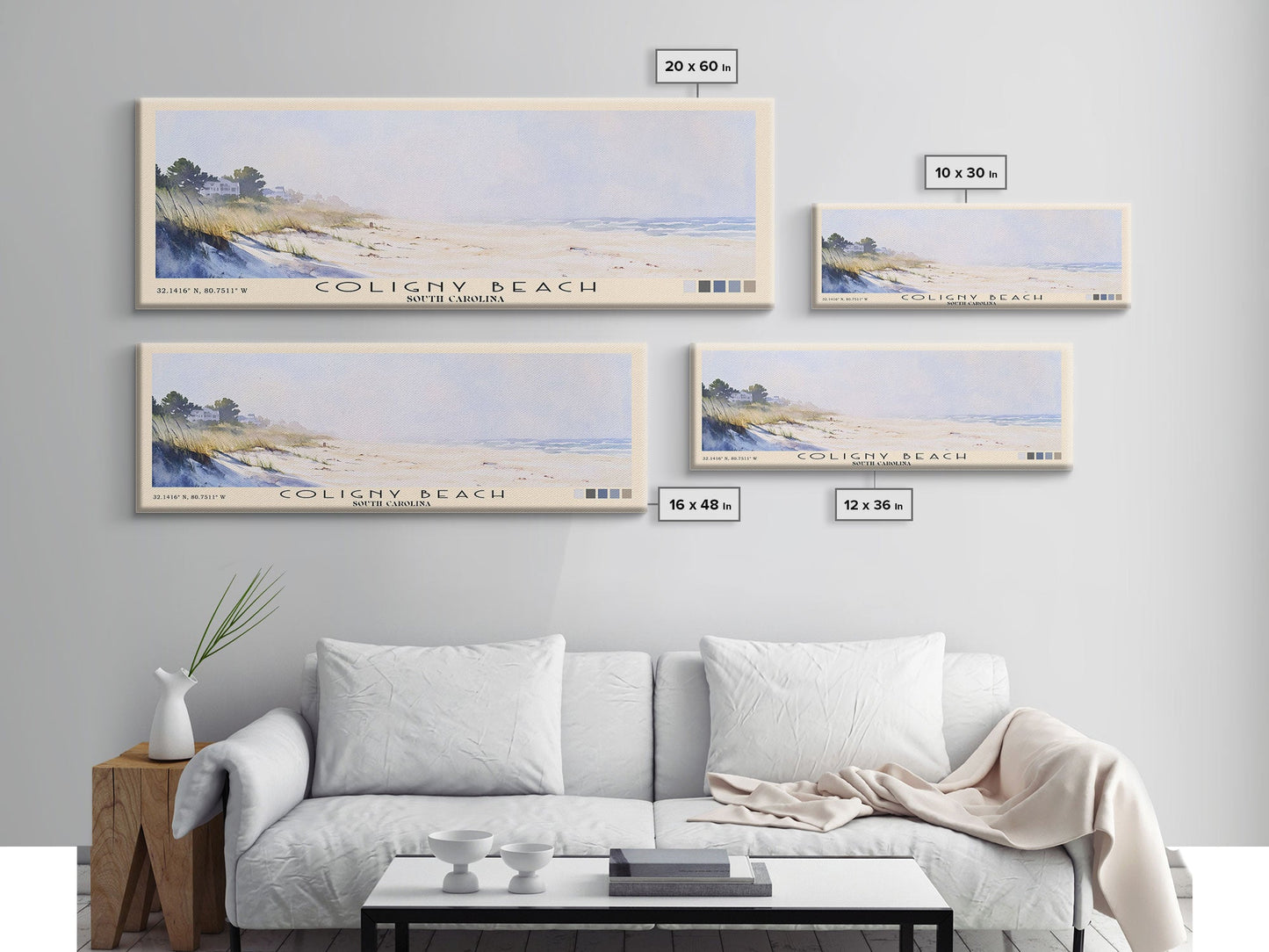 Coligny Beach, South Carolina Watercolor Print, Vacation Gift, South Carolina Wall Art, Beach Painting, Beach Decor, Large Wall Art, Wood Frame Art