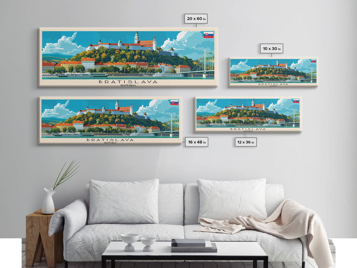 Bratislava Slovakia Wall Art, Panoramic Travel Poster, Panoramic Framed Canvas Print, City Wall Art, Wall Hanging Home Decor, Travel Art