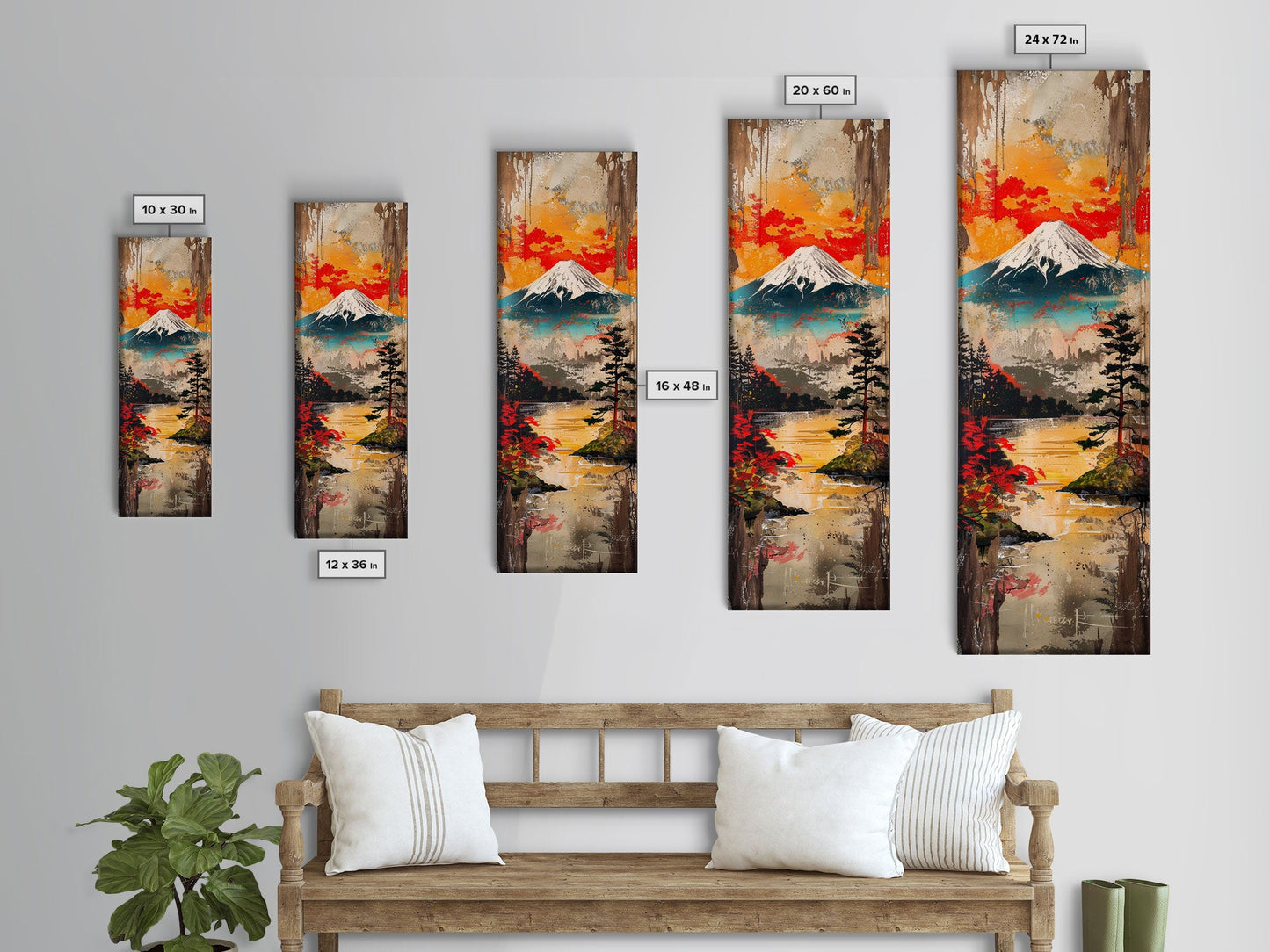 Reflections of Majestic Mountain Peaks in Calm Lake, Minimalist Landscape Framed Canvas Print, Perfect for Nature Inspired Wall Art