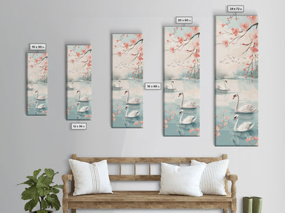 Swirling Butterflies in Japanese Style Tall Skinny Framed Canvas Print - Ukiyo-e Wall Art