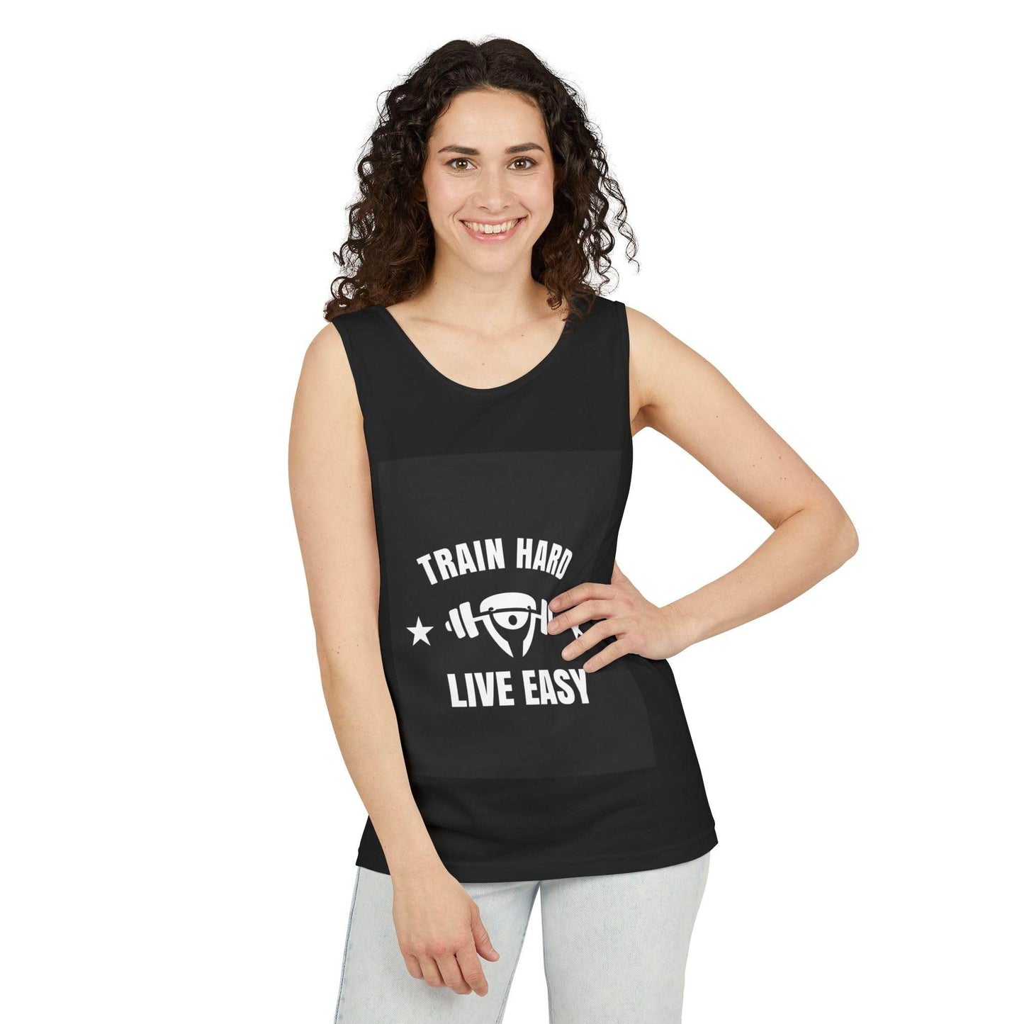 Motivational Gym Tank Top - Train Hard Live Easy Fitness Wear
