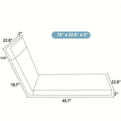 2PCS Patio Lounge Chair Cushions w/ Ties for Outdoor Comfort