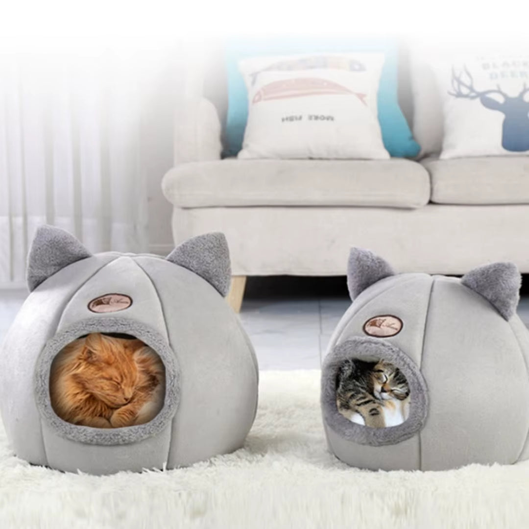 Pet Bed with Cat Ears Cat Bed for Small Medium Large Cats Keep Warm in Winter Comfortable and Soft Machine Washable