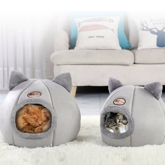 Pet Bed with Cat Ears Cat Bed for Small Medium Large Cats Keep Warm in Winter Comfortable and Soft Machine Washable