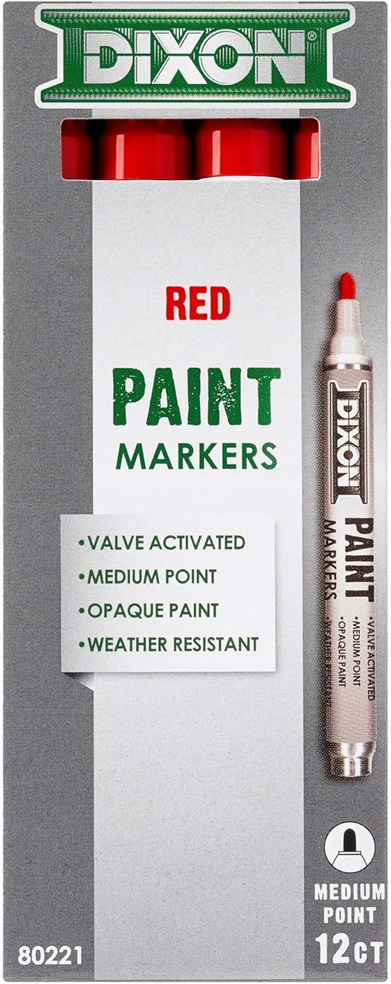 Paint Markers, Medium Tip, Box of 12, Red (80221)