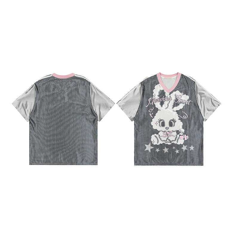 Short Sleeve T-Shirt Unisex Loose Casual Street Sports V-Neck