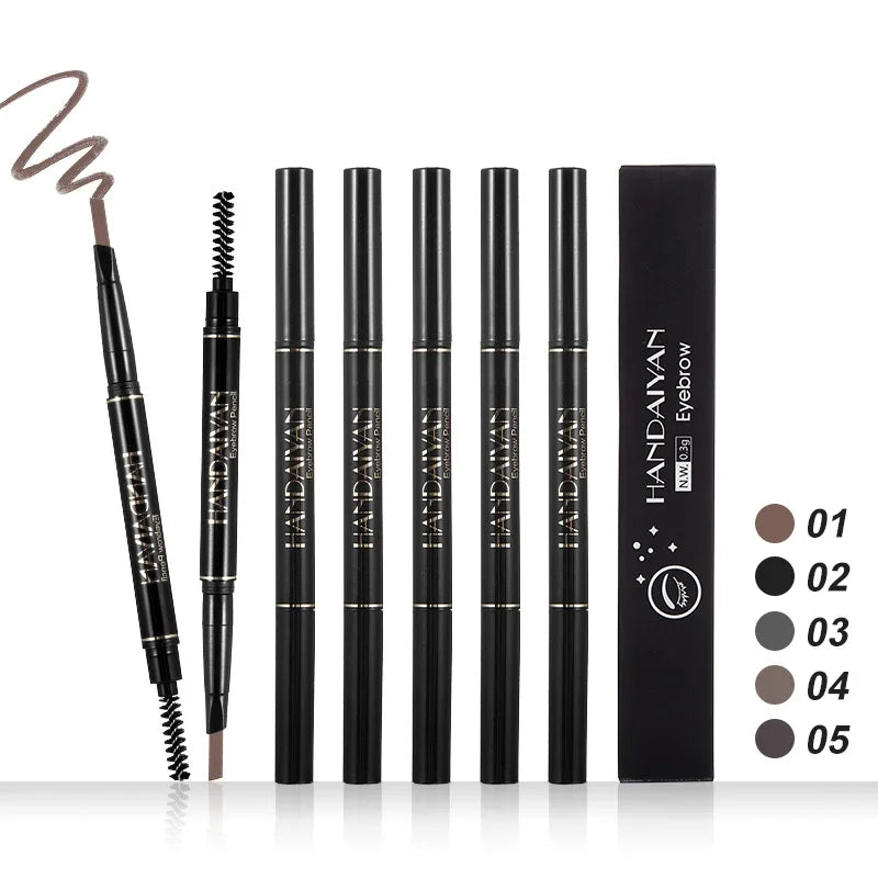 Double-Ended 5 Colors Eyebrow Pencil Natural Non-Fading Waterproof Long-Lasting Filling and Outlining Eyebrow