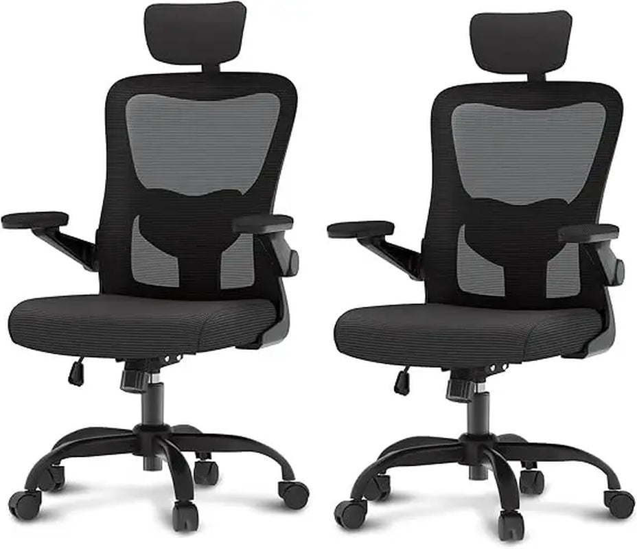 Ergonomic Office Chairs Mesh Computer Desk Chair with 3D Flip-Up Armrests Adjustable Headrest and Lumbar Support Comfy High Bac