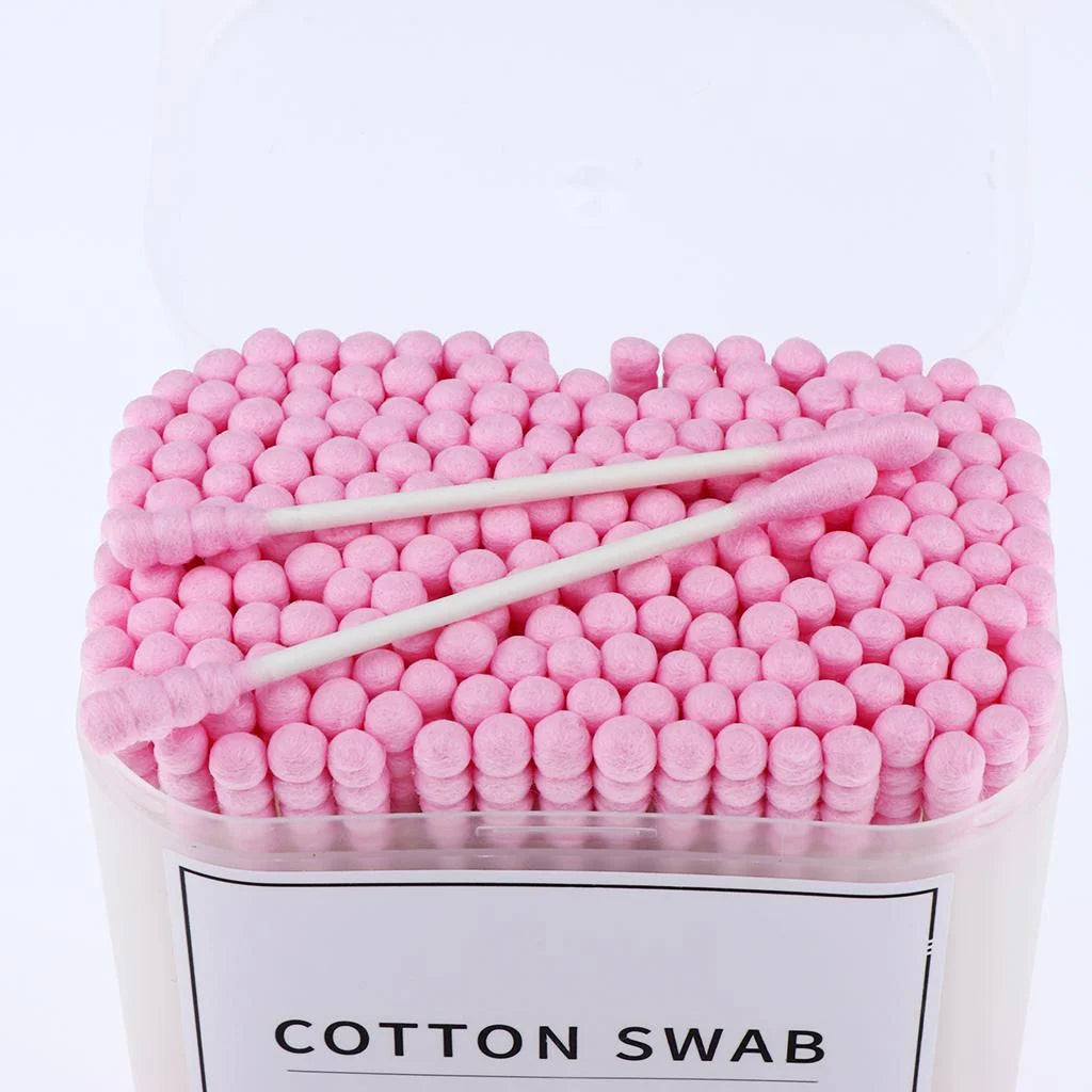Wooden Cotton Swabs, Pack of 200, Double Tip, Pink Cotton Swabs