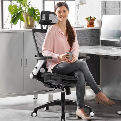 Ergonomic Mesh Office Chair, High Back Computer Executive Desk Chair with Headrest and 4D Flip-Up Armrests, Computer Chairs