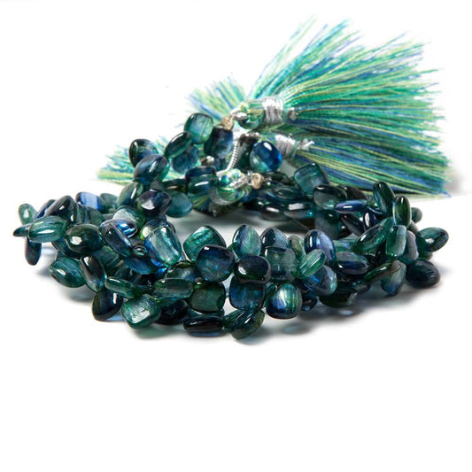 7mm Green & Blue Kyanite plain pillow beads 8 inch 55 pieces AA