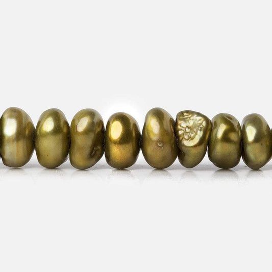 7x3mm Copperish Green Center Drill Keshi 16 inch 108 Freshwater Pearls