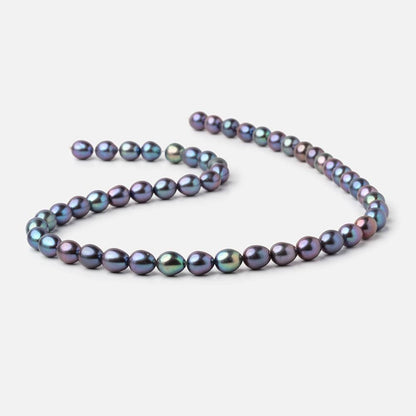 7x9mm Peacock Straight Drill Oval Freshwater Pearls 16 inch 49 Beads