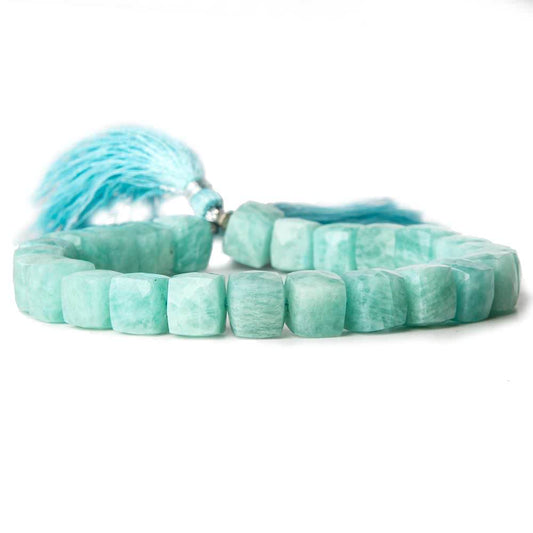 9-9.5mm Amazonite Faceted Cubes 8 inch 22 Beads