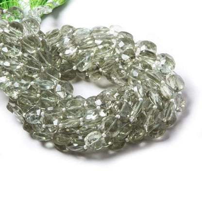 8-9mm Prasiolite faceted pillow beads 14 inch 34 pieces