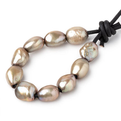 10-11mm Marsh Green Large Hole Baroque Pearls Set of 10