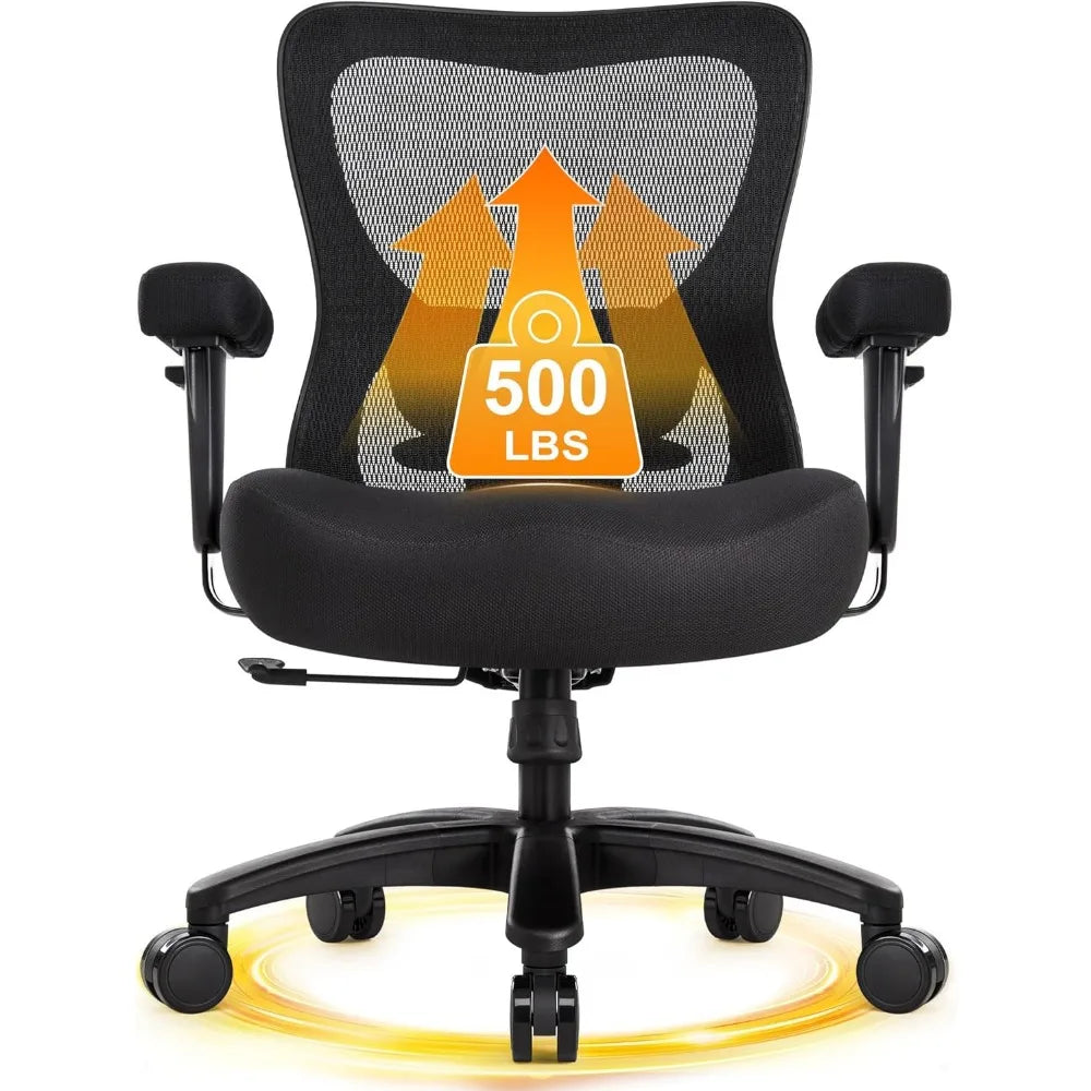 Big and Tall Office Chair 500Lbs, Ergonomic Heavy Duty Mesh Desk Chair, Executive Computer Chairs with Wide Thick Seat, Adjustab