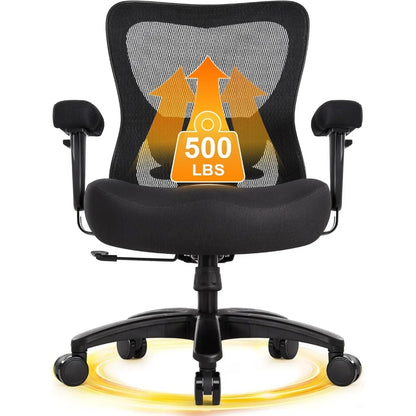 Big and Tall Office Chair 500Lbs, Ergonomic Heavy Duty Mesh Desk Chair, Executive Computer Chairs with Wide Thick Seat, Adjustab