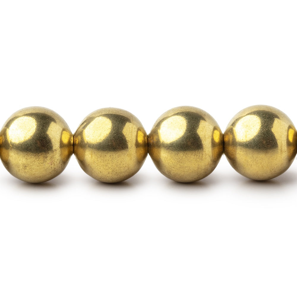 10mm Brass Polished Round Beads 8 inch 22 pieces