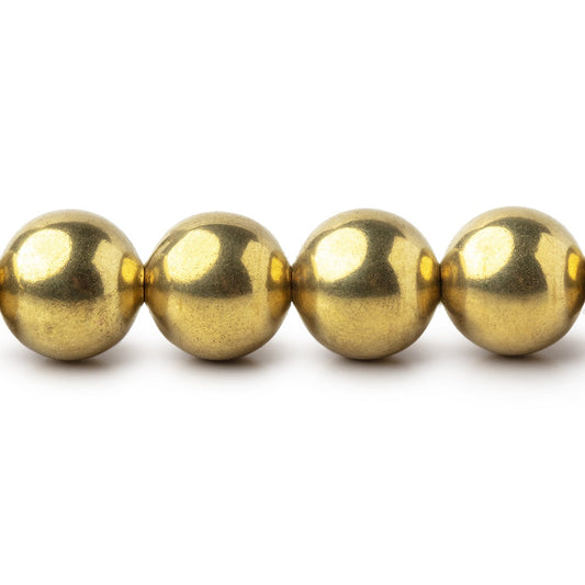 10mm Brass Polished Round Beads 8 inch 22 pieces