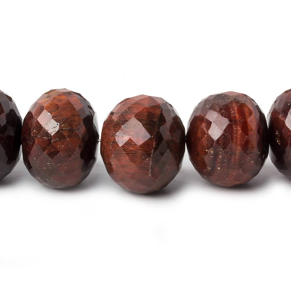 10-14mm Red Tiger's Eye faceted rondelle beads 15 inch AA