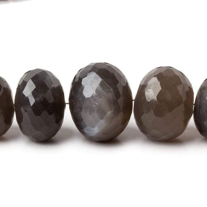 9-16mm Platinum Grey Moonstone faceted rondelles 15 inch 52 beads AA