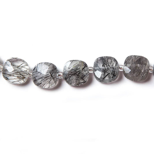 8.5-9mm Tourmalinated Quartz faceted pillow beads 14 inch 33 pieces