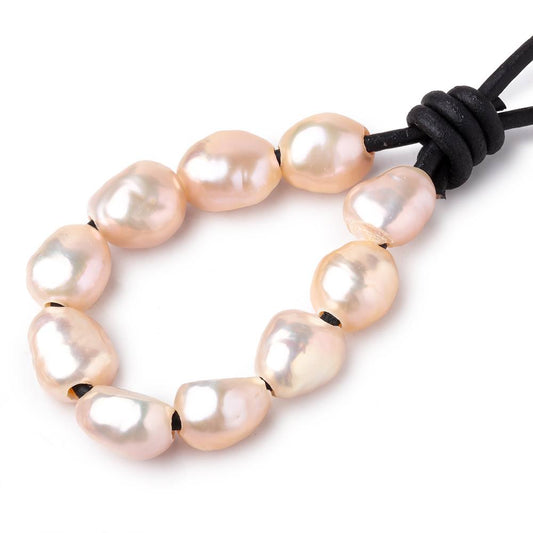 10-11mm Blush Salmon Large Hole Baroque Pearls Set