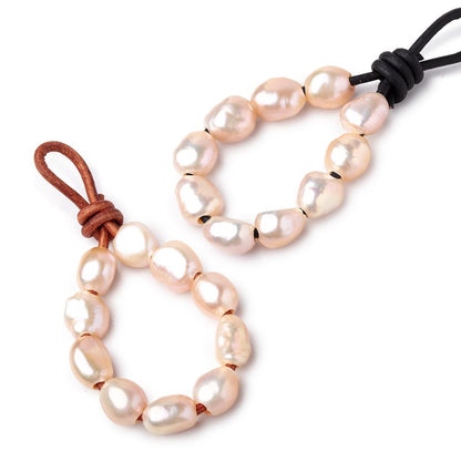 10-11mm Blush Salmon Large Hole Baroque Pearls Set